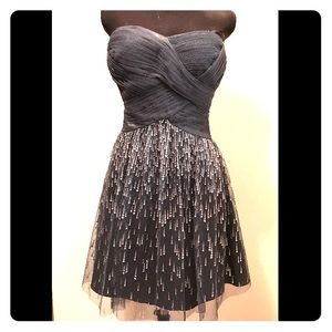 Strapless gray and silver dress